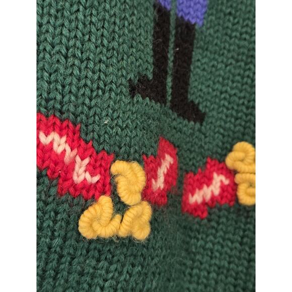 CHARTER CLUB Wool Holiday Sweater Green Cardigan Toy Soldier Nutcracker | L GUC - Picture 11 of 16
